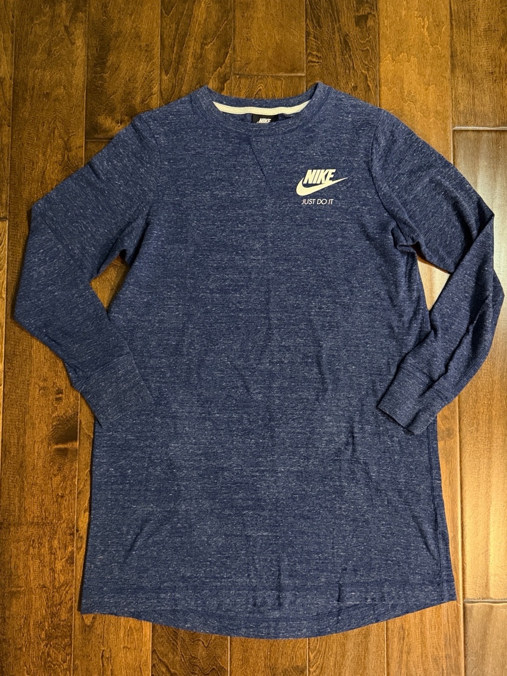 Nike Heather Navy Crew Tunic Dress Shirt with White Logo